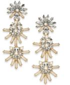 Inc International Concepts Gold-tone Stone & Crystal Flower Triple Drop Earrings, Created For Macy's