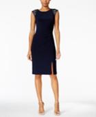 Vince Camuto Beaded Ruched Sheath Dress