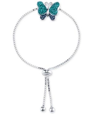 Unwritten Silver-plated Pave Butterfly Slider Bracelet