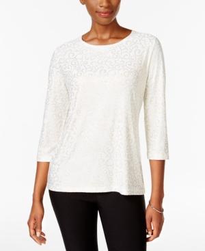 Jm Collection Metallic-print Jacquard Top, Created For Macy's