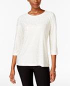 Jm Collection Metallic-print Jacquard Top, Created For Macy's