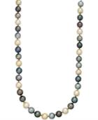 Multi-tonal Tahitian And Golden South Sea Pearl (10mm) Strand Necklace In 14k Gold