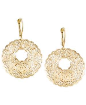 Filigree Leverback Drop Earrings In 14k Gold