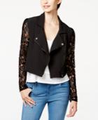 Material Girl Juniors' Lace-trim Moto Jacket, Only At Macy's