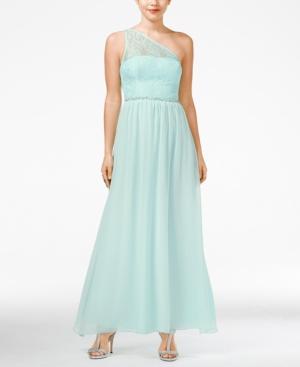Speechless Juniors' Embellished One-shoulder Gown