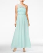 Speechless Juniors' Embellished One-shoulder Gown