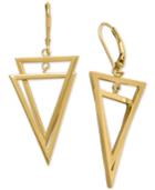 Interlocking Triangle Dangling Drop Earrings In 14k Gold, 1 1/4 Inches