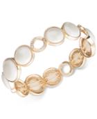 Anne Klein Gold-tone Stone And Crystal Stretch Bracelet