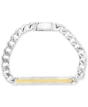 Effy Men's Two-tone Id Plate Link Bracelet In Sterling Silver & 18k Gold Plate