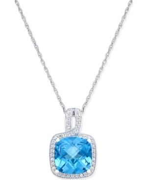 Blue Topaz (4-3/4 Ct. T.w.) And Diamond (1/4 Ct. T.w.) Pendant Necklace In 14k White Gold