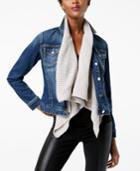 Inc International Concepts Sweater-collar Denim Jacket, Created For Macy's