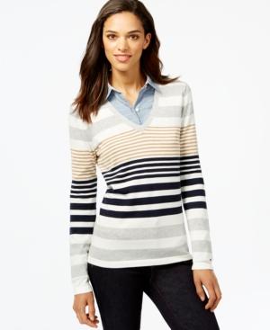 Tommy Hilfiger Striped V-neck Top