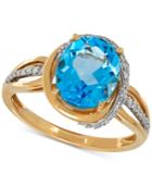 Blue Topaz (3 Ct. T.w.) & Diamond (1/6 Ct. T.w.) Ring In 10k Gold