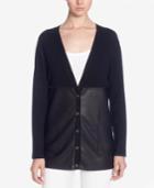 Catherine Catherine Malandrino Calvin Pieced Faux-leather Cardigan