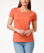Karen Scott Buckle-trim T-shirt, Only At Macy's