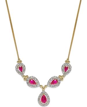 Ruby (2-3/8 Ct. T.w.) And Diamond (1/2 Ct. T.w.) Pendant Necklace In 14k Gold