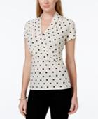 Charter Club Short-sleeve Crossover Wrap Top, Iconic Print