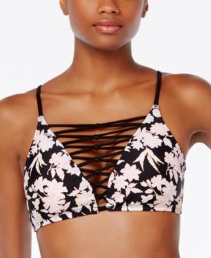 Bikini Nation Pickin' Petals Printed Lace-up Bikini Top Women's Swimsuit