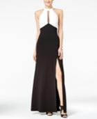 Sequin Hearts Juniors' Colorblocked A-line Gown