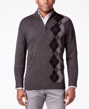 Tricots St. Raphael Men's Argyle Quarter-zip Mock-collar Sweater
