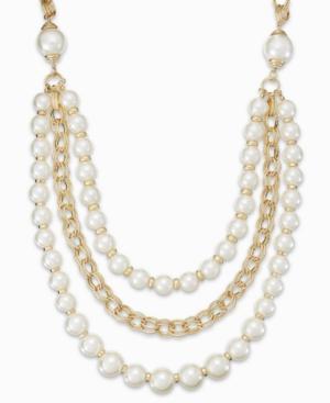 Ali Khan Imitation Pearl Three-row Frontal Necklace