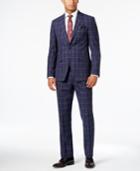 Tallia Men's Slim-fit Navy Windowpane Suit
