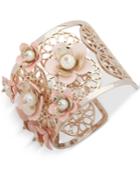 Ivanka Trump Gold-tone Imitation Pearl & Flower Cuff Bracelet