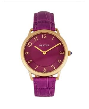 Bertha Quartz Abby Collection Gold And Fuchsia Leather Watch 33mm