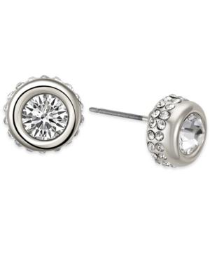 T Tahari Silver-tone Crystal Stud Earrings