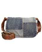 Patricia Nash Denim Patchwork Rosa Saddle Bag