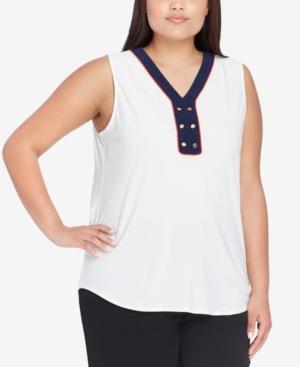 Tahari Asl Plus Size Button-detail Shell