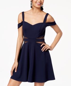 Speechless Juniors' Cold-shoulder Illusion-contrast Dress