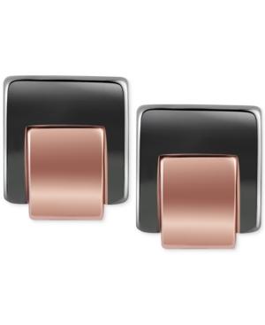 T Tahari Hematite-tone Square Stud Earrings