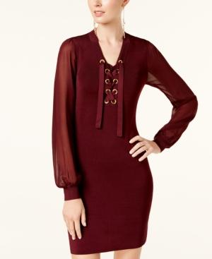 Inc International Concepts Lace-up Illusion Dress, Created For Macy's