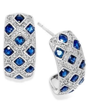 Sterling Silver Earrings, Sapphire (2 Ct. T.w.) And Diamond (1/5 Ct. T.w.) Woven Earrings