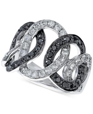Effy Black And White Diamond Entwined Circle Ring (1-1/3 Ct. T.w.) In 14k White Gold