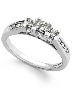 Diamond Three-stone Ring In 14k White Gold (1/2 Ct. T.w.)