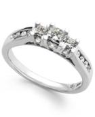 Diamond Three-stone Ring In 14k White Gold (1/2 Ct. T.w.)
