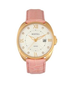 Bertha Quartz Amelia Collection Light Pink Leather Watch 38mm