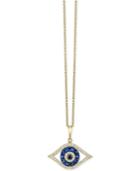 Effy Sapphire (1/4 Ct. T.w.) And Diamond (1/8 Ct. T.w.) Evil-eye Pendant Necklace In 14k Gold