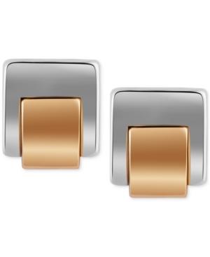 T Tahari Silver-tone Square Stud Earrings