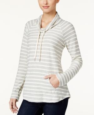 Style & Co Petite Striped Cowl-neck Top, Only At Macy's