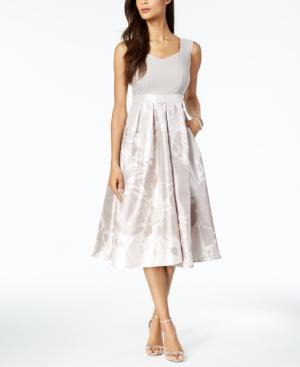 R & M Richards Printed Sweetheart Midi Dress