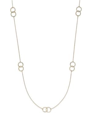 36" Long Interlocking Circles Necklace In 14k Gold