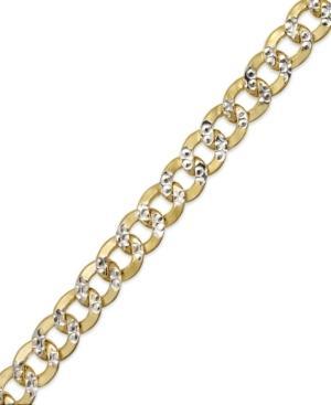 Diamond-cut Cuban Pave Link Bracelet In 14k Gold