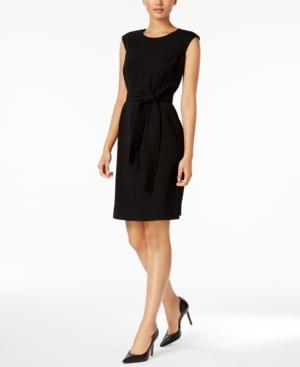 Nine West Cap-sleeve Belted Sheath Dress