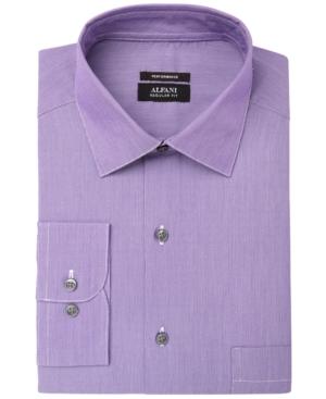 Alfani Men's Regular Fit Performance Stretch Easy-care Modern Hairline Stripe Dress Shirt, Created For Macy's