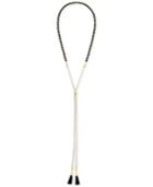 Vince Camuto Gold-tone Beaded Fringe Long Lariat Necklace