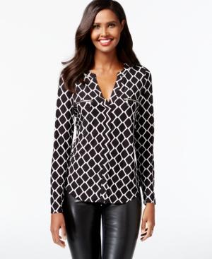 Inc International Concepts Printed Zip-pocket Blouse, Only At Macy's