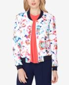 Tahari Asl Floral-print Bomber Jacket
